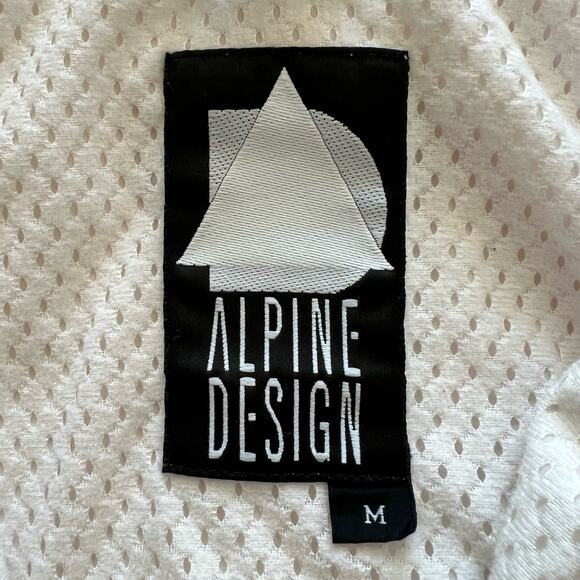 Vintage 80s Alpine Design Lined Windbreaker Nylon Zip Jacket Pink White Purple M - Picture 10 of 14